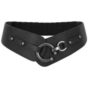 1375 Women Vintage Wide Elastic Thick Stretch Belt With Interlock Buckle